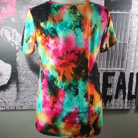 Heimish Orange Tie Dye V Neck Top Sz 1X - Picture 5 of 7